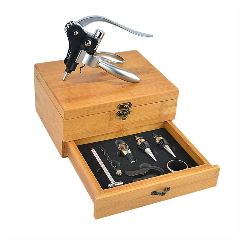 With Bamboo Box Wine Corkscrew Set Bottle Opener