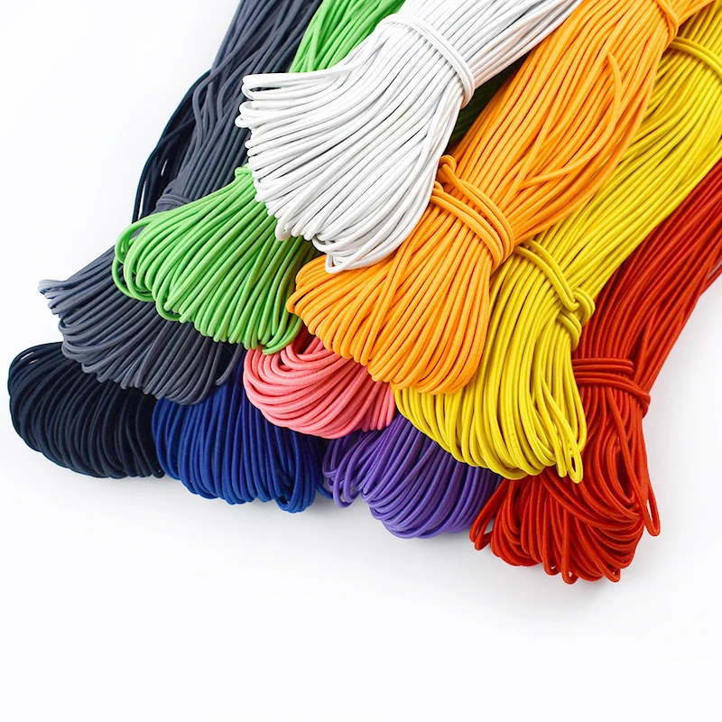 Meetee KY585 100Meters 2.5mm High Elastic Rope Polyester Latex Webbing for Clothing Shoes Bag Protector Crafts Accessories