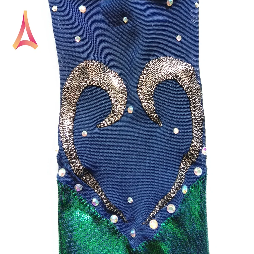 Sophisticated Dark Green Long Sleeve Gymnastics Leotards for girls