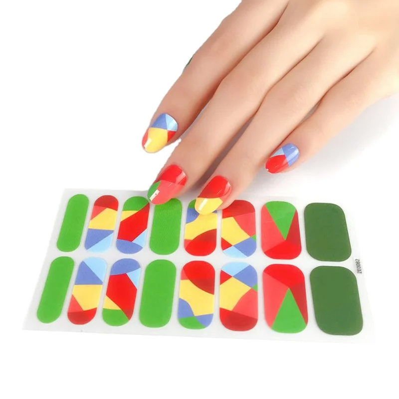Hot Selling 14 Strips 20 Strips 24 Strips Gel Nail Art Stickers OEM Gift Packing Solid Colors False Stickers Polish Nail Wraps