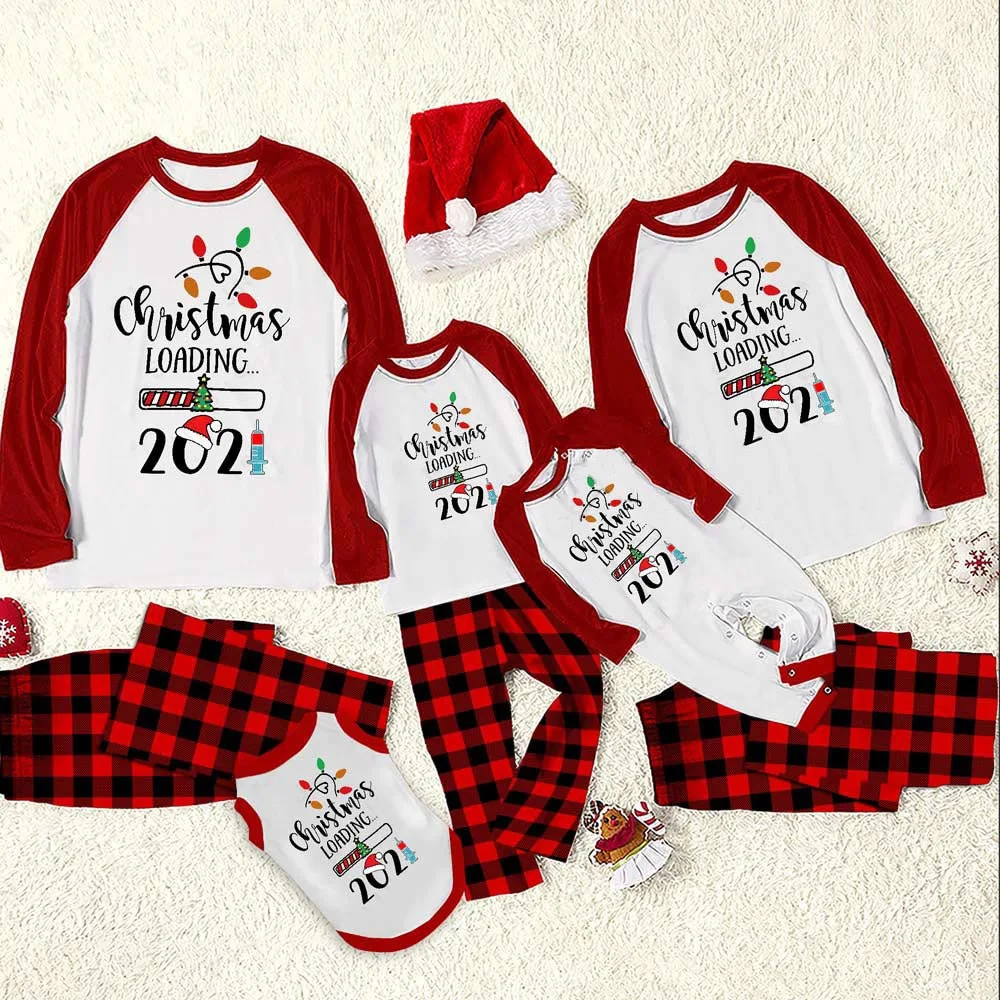 JYY003 Christmas letter pattern Christmas family pajamas sets mommy and me outfits family matching outfits