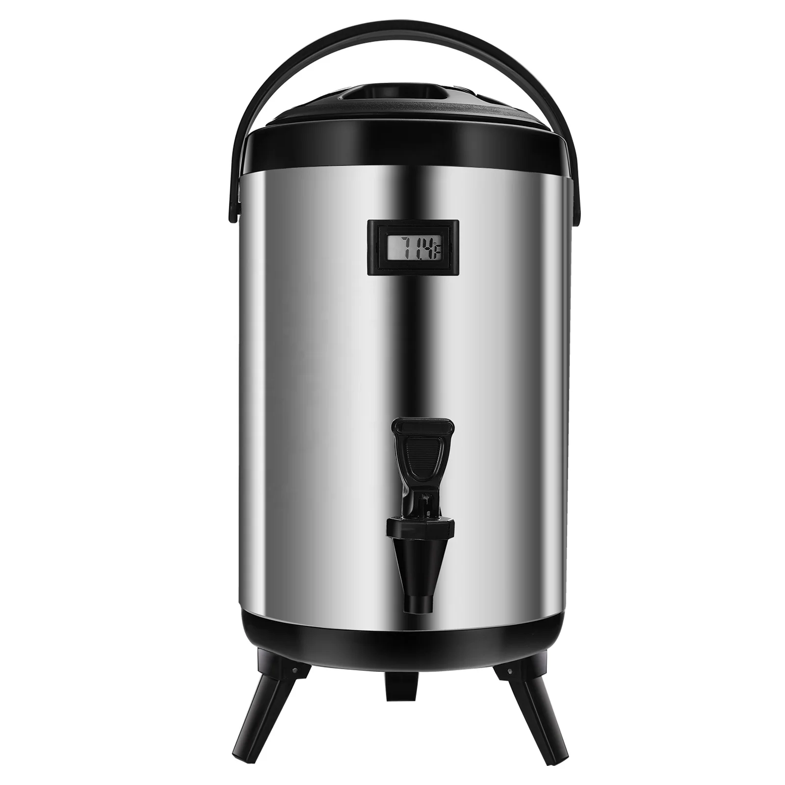 Hot Beverage Dispenser, Stainless Steel Insulated Beverage Dispenser Cold and Hot Drink dispenser with Thermometer