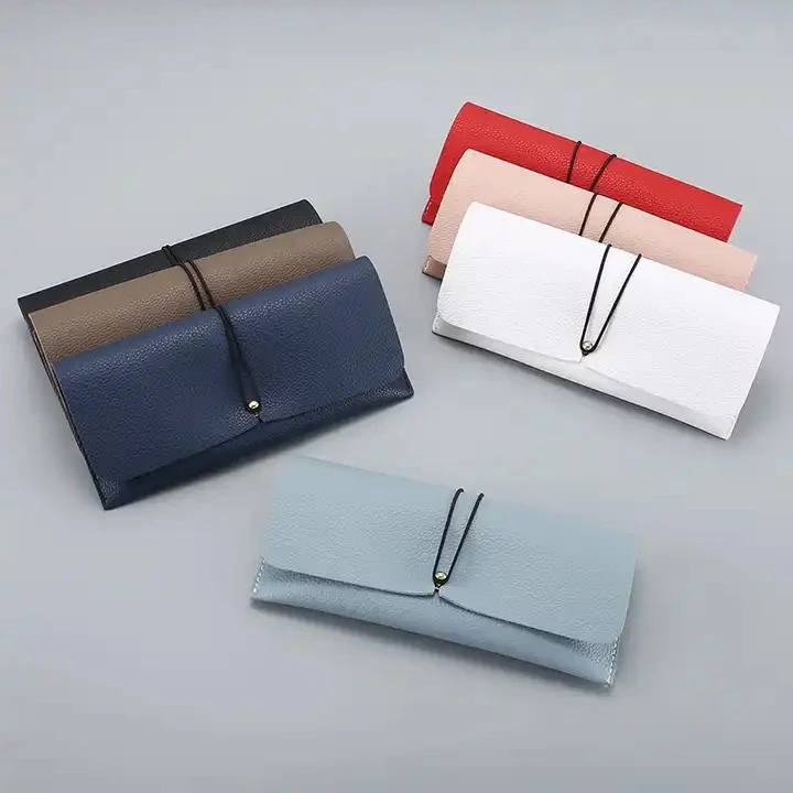 Fashion PU Leather Cover Sunglasses Case For Women Men Glasses Portable Drawstring Soft Glasses Case Pouch Bag Accessories