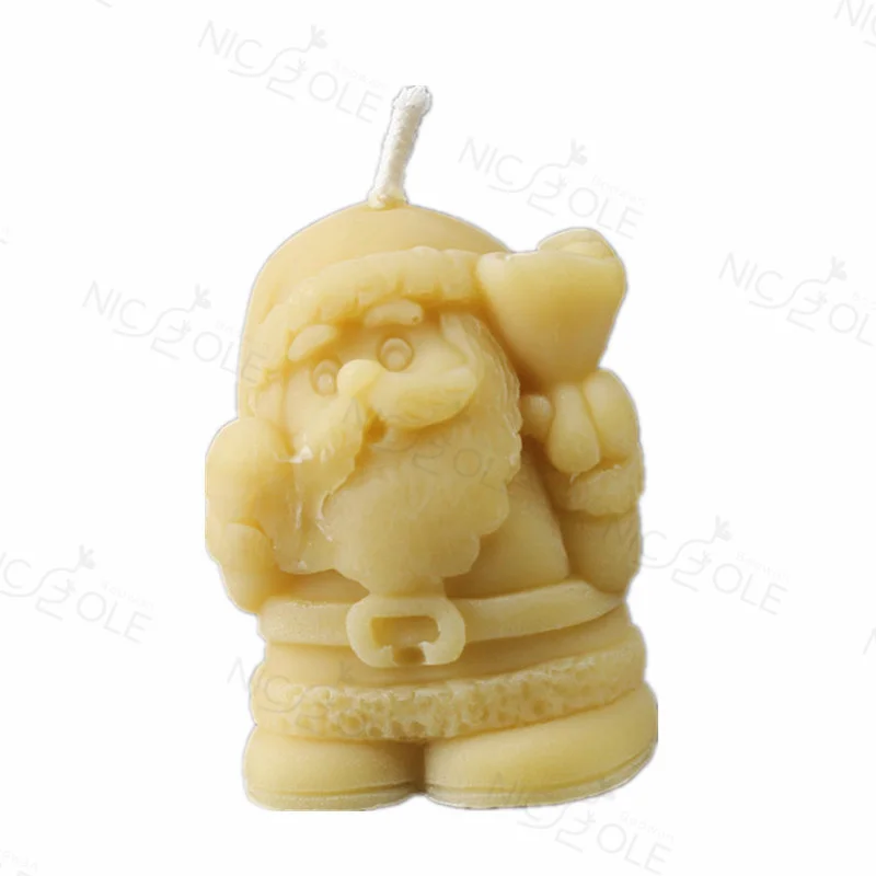 Nicole Handmade Christmas Decorative Silicone 3D Santa Claus Candle Mold Beeswax Mould