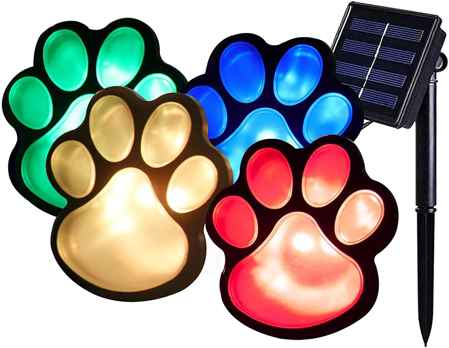 Solar Powered Dog Animal Paw Print 4 Led Garden Pathway Deck Lights Solar Energy Decorative Lights Outdoor
