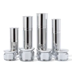 30ml 50ml 80ml 120ml 20g 30g 40g 50g Silver Cosmetic Plastic Cream Container Luxury Jar Packaging Acrylic Lotion Pump Bottle