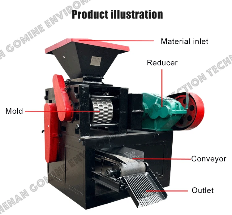 Good Quality Pillow Oval Square Charcoal Balls Press Coal Fuel Pellets Maker Carbon Black Briquette Machine