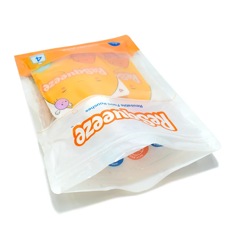 custom printed squeeze drink baby food refill BPA free reusable food eco plastic packaging spout pouch