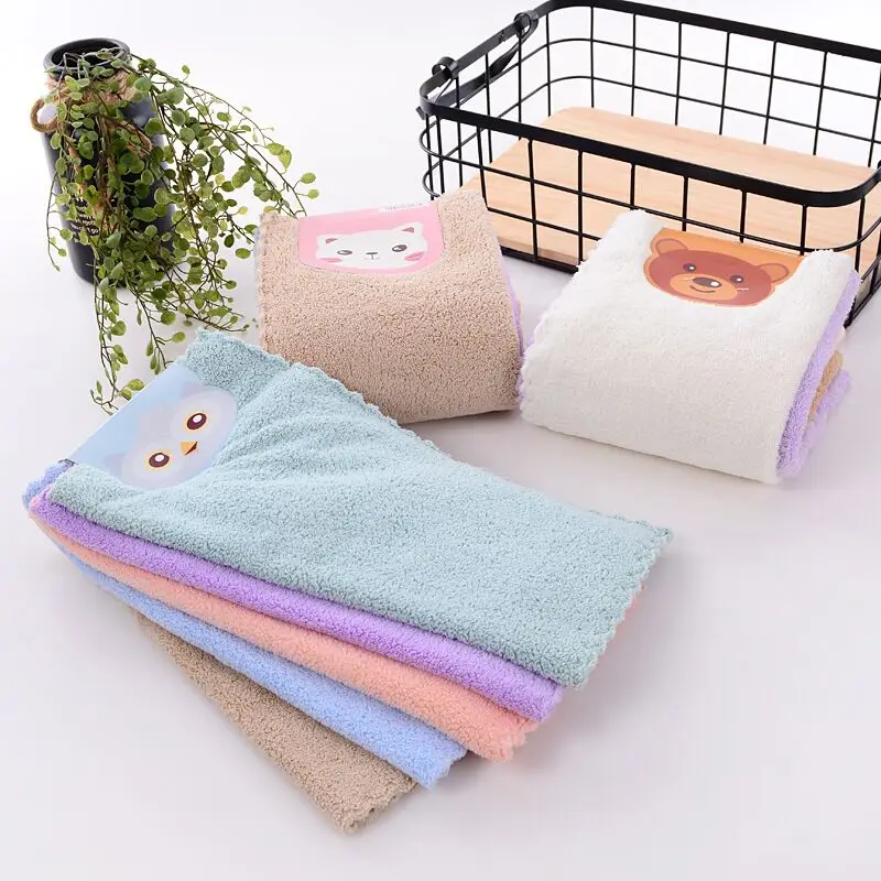 Colorful Ultra Soft coral fleece microfiber hand face Cleaning Cloth baby wash cloth towels