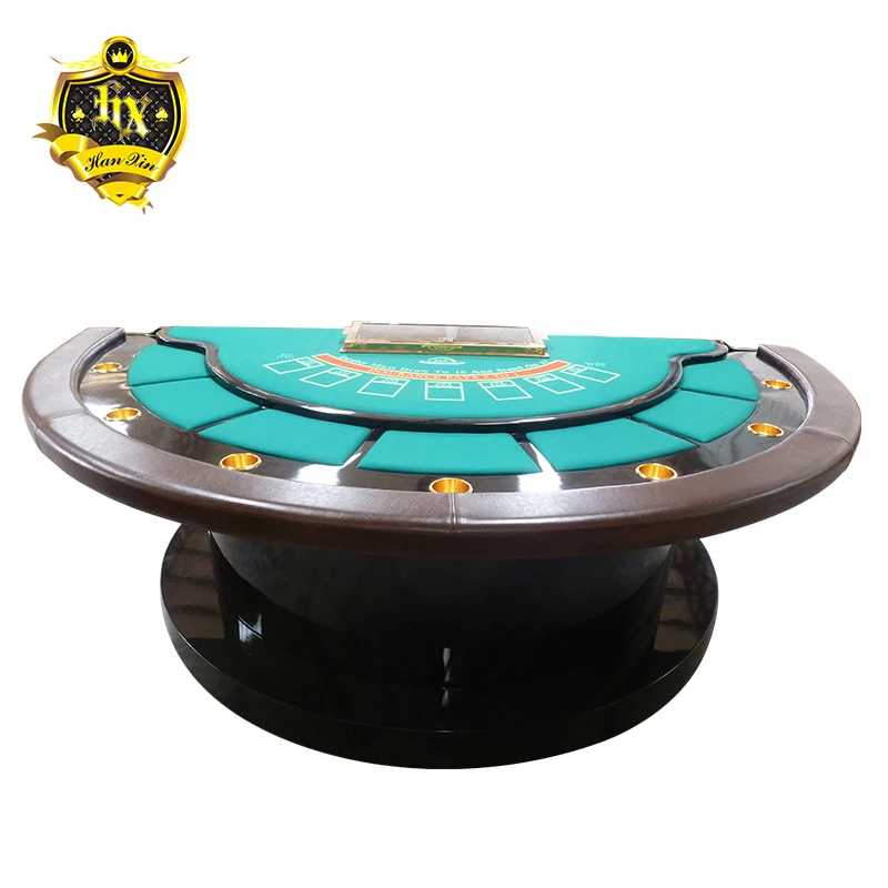 Custom 8 Person Poker Mesa De Blackjack Gambling Table Wooden Legs card Table Poker LED