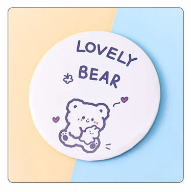 Cartoon Small Mirror Cute Girl Heart Makeup Small Round Mirror Students Small Gifts Portable Pocket Mirror Personalized Silver