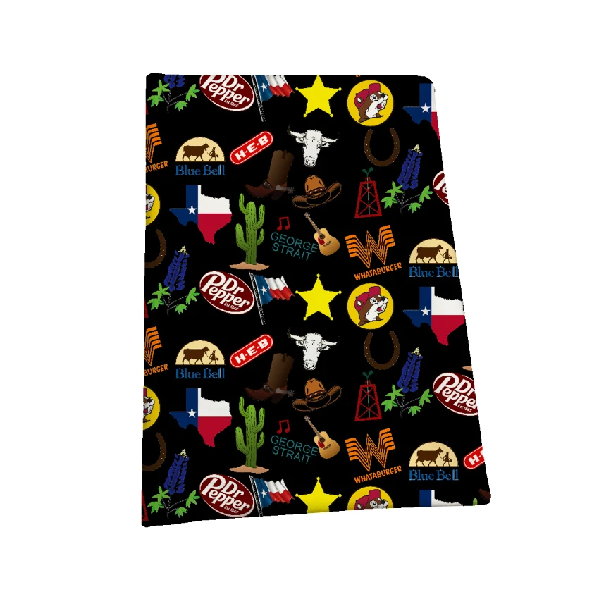 The factory outlet Texas cowboy themed design digital breathable knitting single 100% cotton terry printed fabric for babies