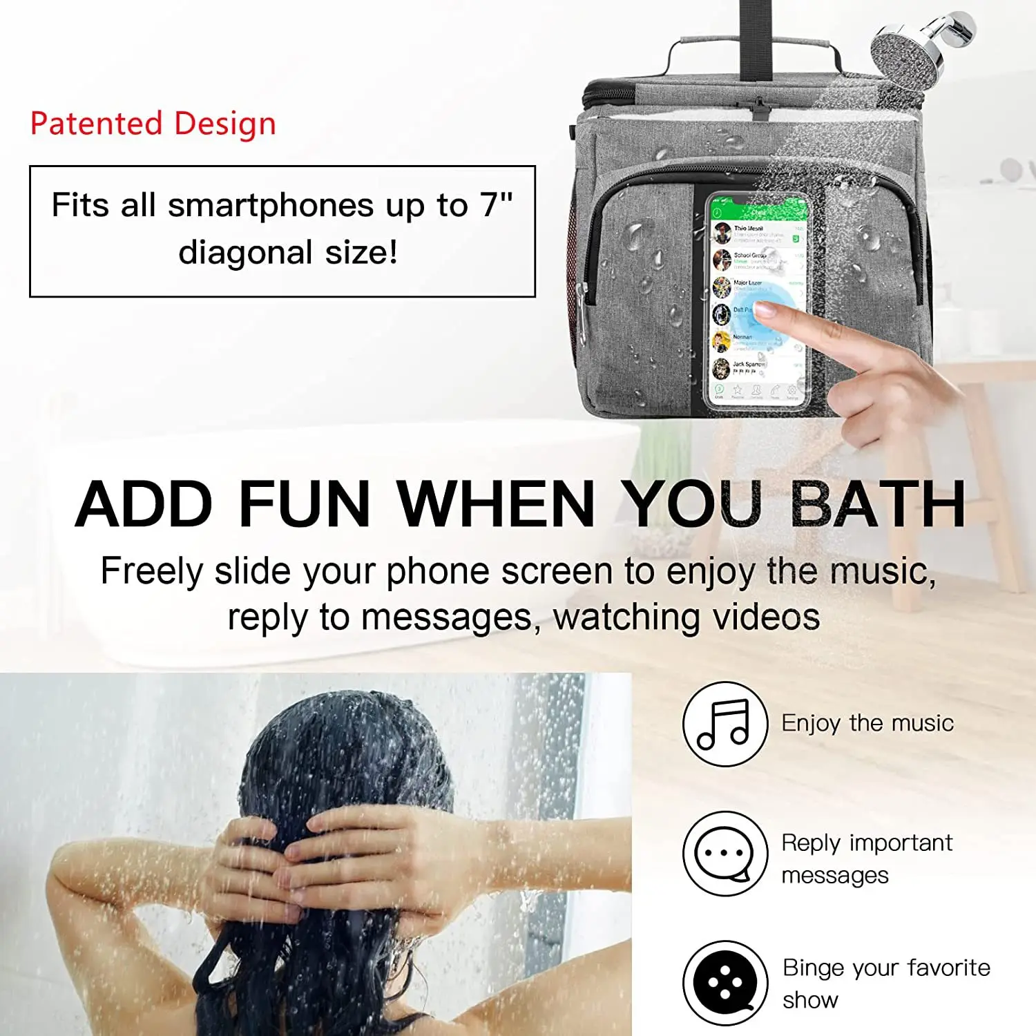 XZ6 Portable Shower Caddy Tote Bag With Mesh Base and Metal Hook For Student Gym Camp Hanging Toiletry Bath Bag Shower Bag