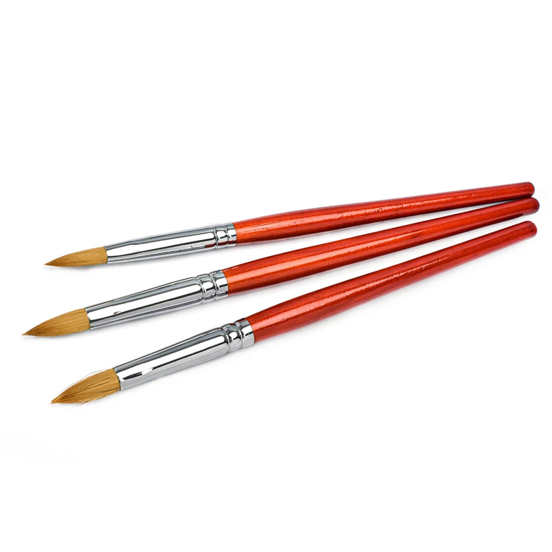Popular Nail Art Brush Sable Acrylic Nail Brush Professional Red Wood Brush Painting Carving Tools Nails Art Gel pen