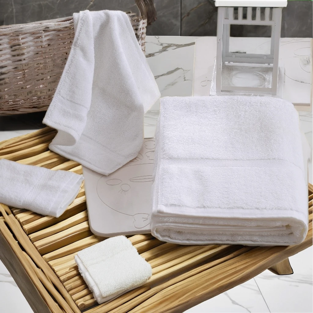 Hotel-Grade Embroidered Cotton Satin Crown Towel Luxury Bath Linen Solid Color Soft Bath Sustainable Spa Beach Bath Towel Sets