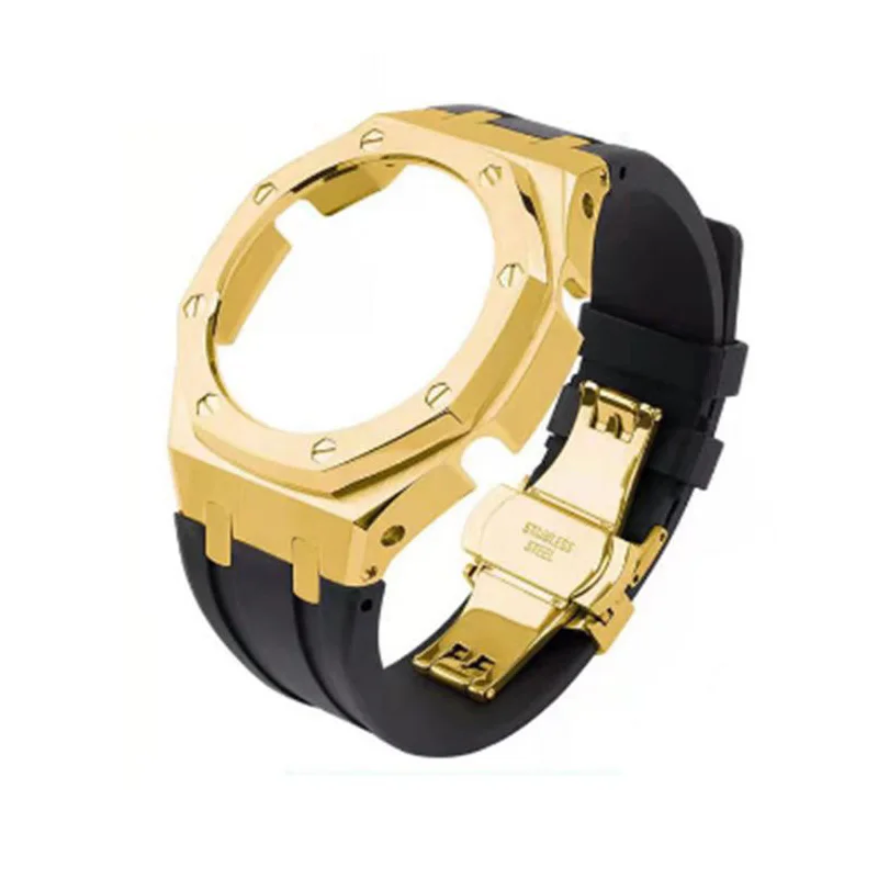 Hot sales Metal Modification Kit Watch case silicone Strap black GA2100 mod kit Stainless Steel for gshock kit  GA2100 GA2110