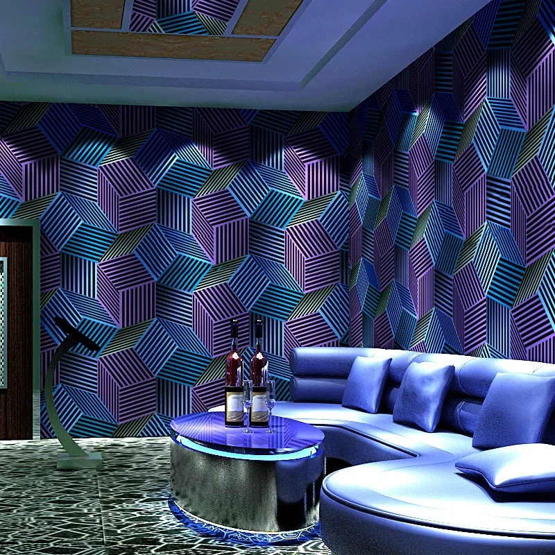 KTV Wallpaper Karaoke 3d Reflective Geometric Pattern Theme Box Background Wall Paper