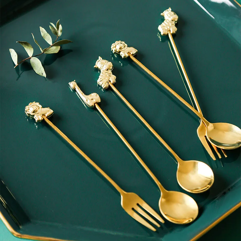 Animal Design Spoon Coffee Set Stainless Steel Mixing Dipper 4pcs/Set