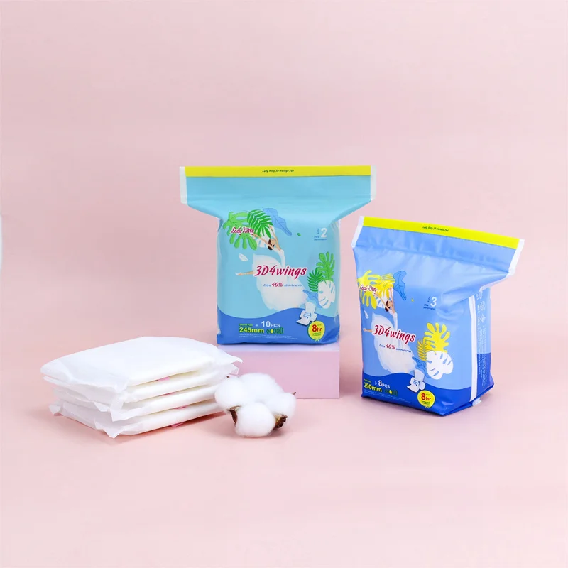 Lady Kitty Anion Biodegradable Soft Wholesale Organic Cotton Lady Day Night Use Sanitary Towel Pads Women Sanitary Napkin