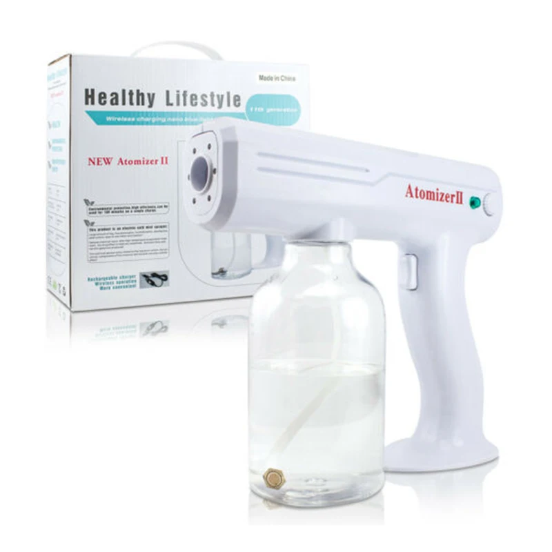 
800ml Blue Light Nano Mist Wireless Fog Machine Disinfection Sprayer With Battery 1300w Atomizer Electric Paint Air Spray Guns 
