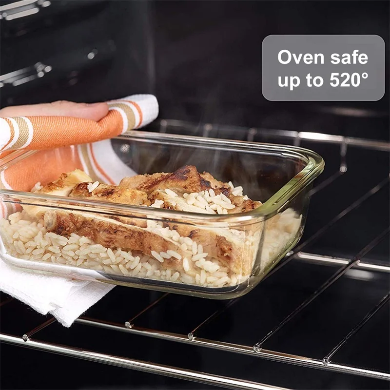 Eco Friendly Glassware Glass Food Storage Container No Leaking Food Storage Containers with Airtight Lids