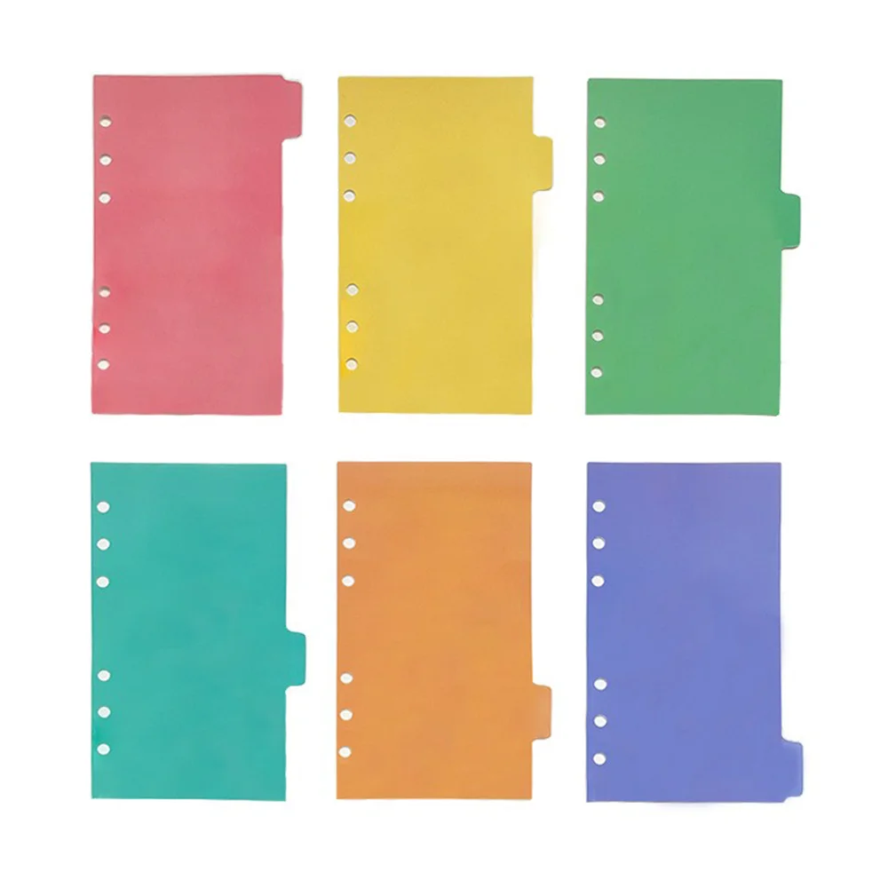 A6 high-quality wholesale custom logo loose-leaf 6-ring binder separator with 6 labels plastic index label separator file.