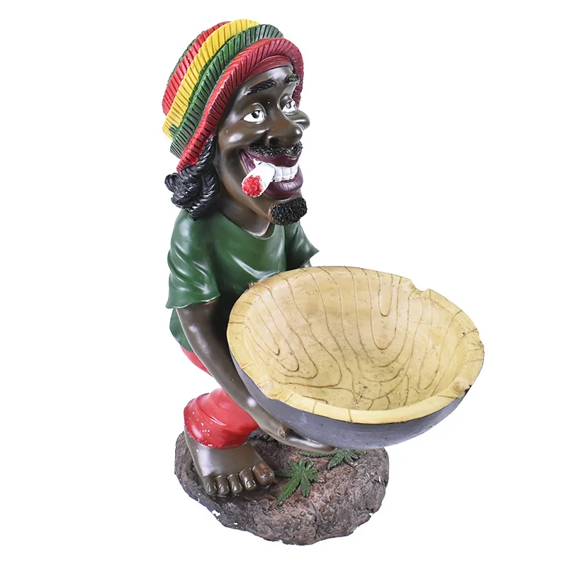 Outdoor Stand Floor Big Ashtray Resin Rasta Jamaican Ashtray