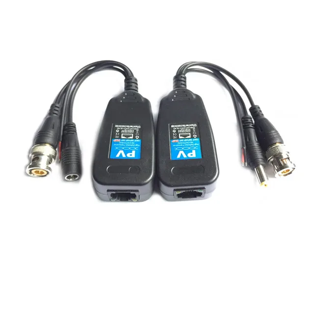 Power Data Transmitter Passive HD Video Balun for TVI AHD CVI Analog CCTV Cameras with BNC Connector to Network Transceiver