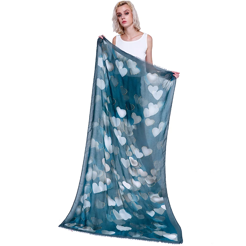 
 AOKO 2021 Новое поступление Модная женская повседневная Роскошная мусульманская шаль шарфы с блестящим сердцем Печатный мусульманский хиджаб шарф  