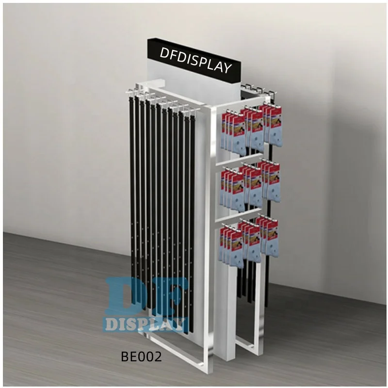 BE002Floor standing belt rack garment store metal display rack for socks and belt  Metal Floor Rotate Belt Scarf Display