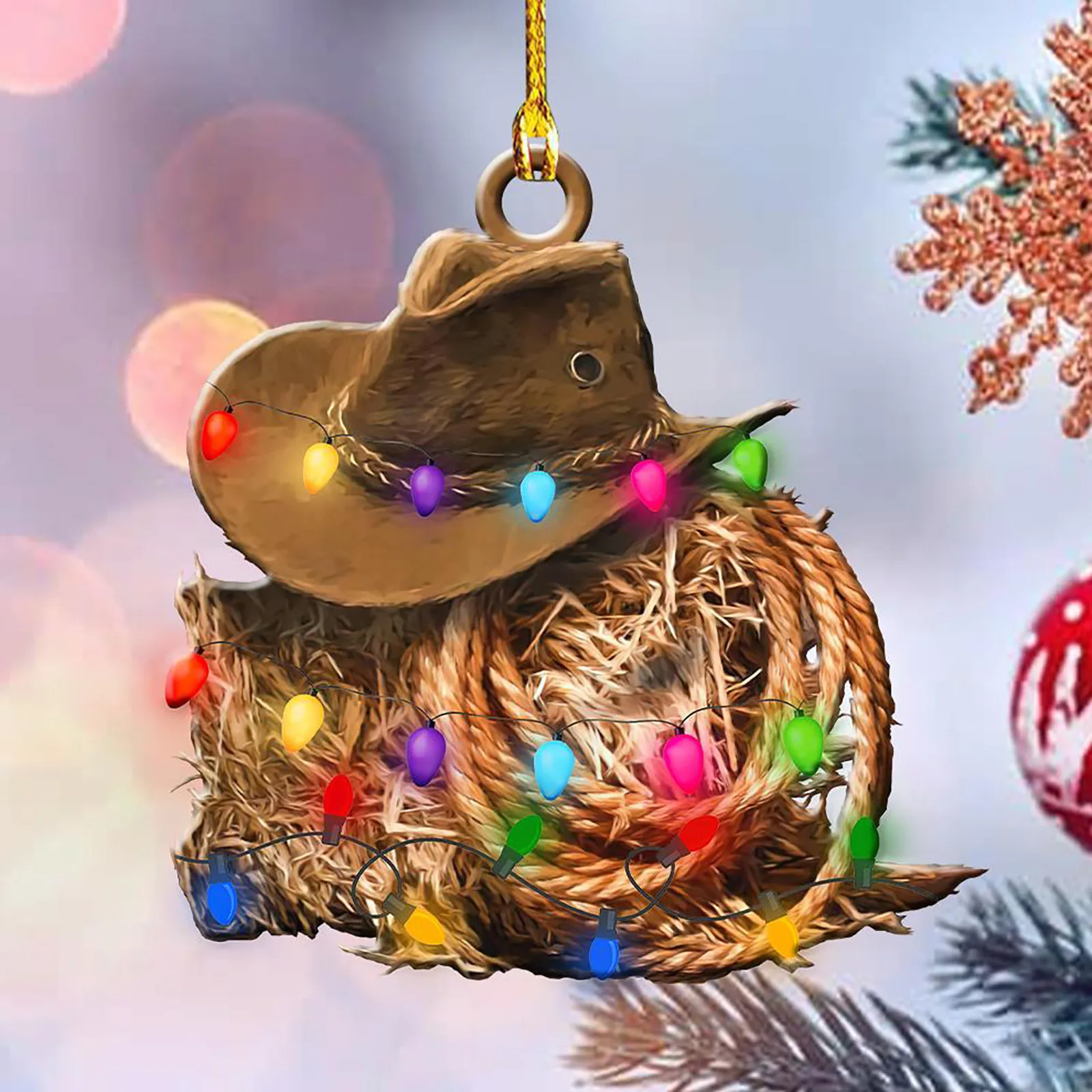 2023 supplier wholesale Christmas tree ornaments keychain Santa boot hat acrylic car keychains for Christmas