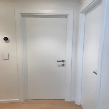 white primer design solid particle board filling core interior room wood flush door