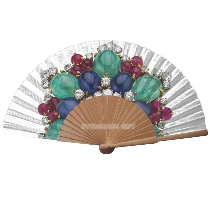Cute Wholesale  custom  Wooden Folding Bamboo Hand Fan With Pouch