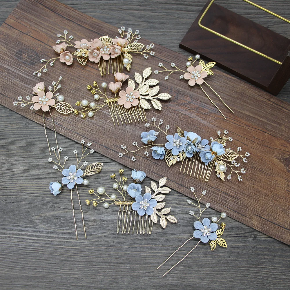 Latest Design Luxury Pearl Wedding Combs Hair Clips Women Bride Hair Ornaments Jewelry Bridal Flower Omgs Headpiece
