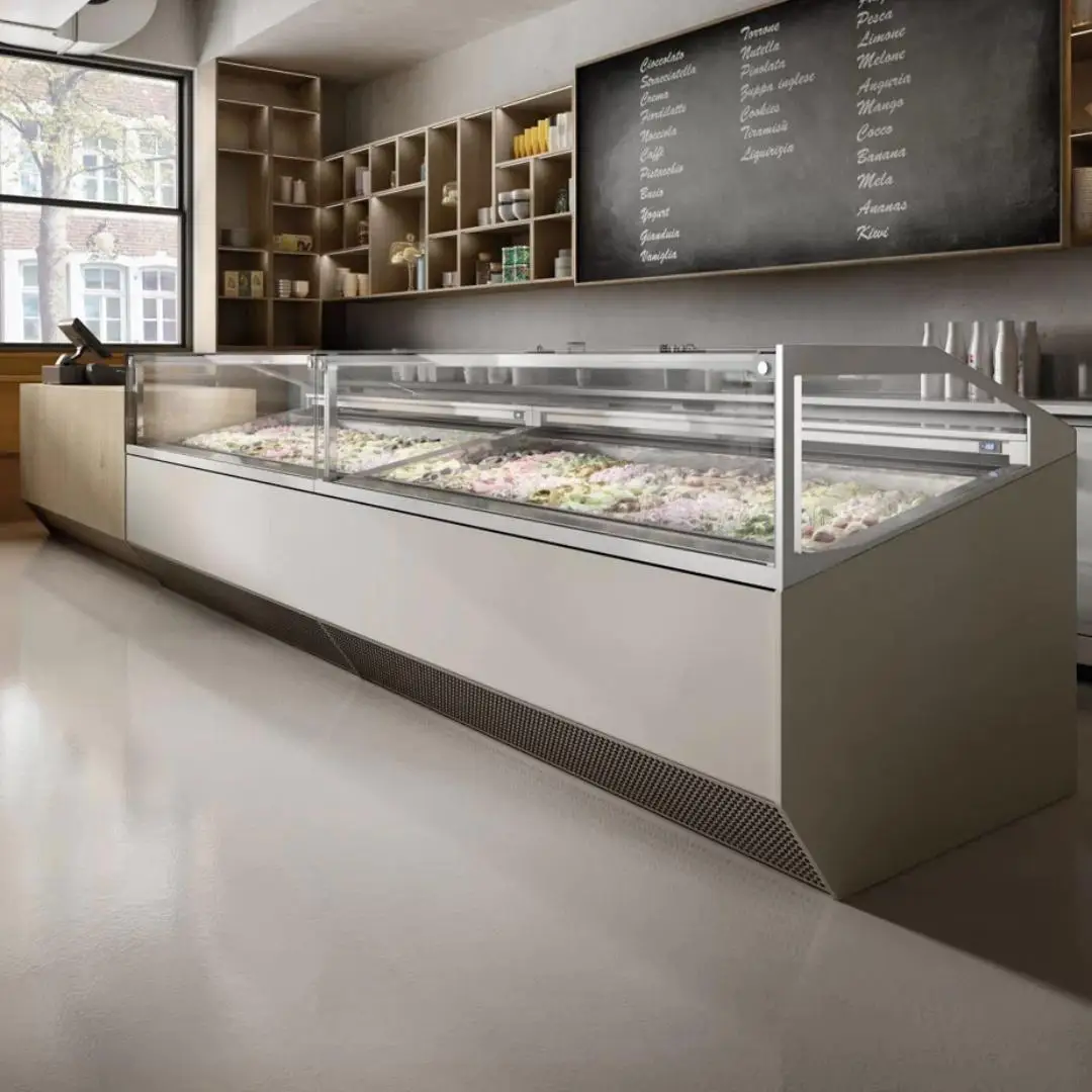 DSCF-1500A Electric Upright Freezer with LED Light for Displaying in Cool Climates Refrigeration Equipment for Ice Cream Shops