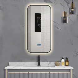Hangzhou Factory High Quality Low Price Rectangle Bath Wall Hanging Led Lighted Vanity Mirror With Led Light