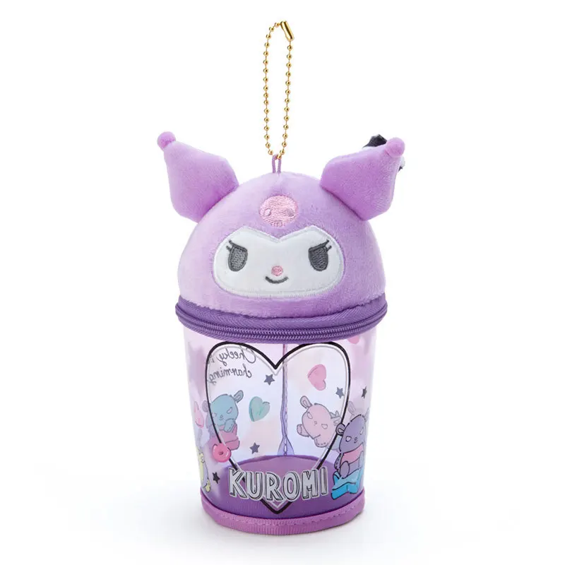 Kawaii mini Kuromi cup plush keychain My Melody cup storage pendant