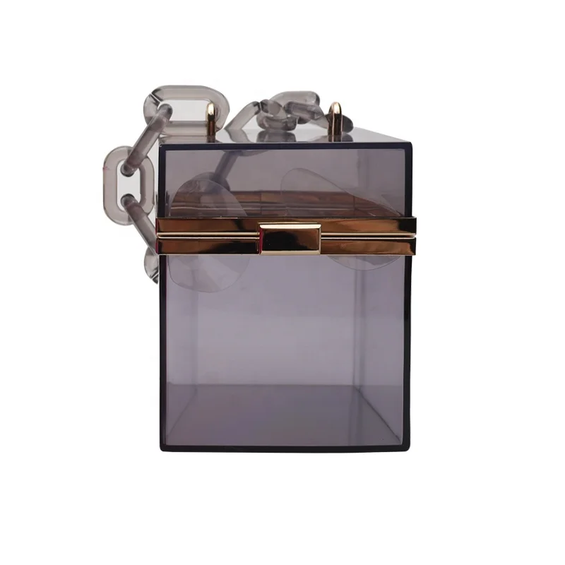 
Fashion Handbag Clear transparent PVC Acrylic Cube Box Purse cross body Handbags Women 