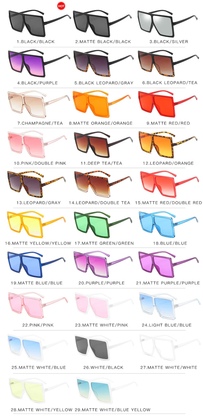 
2020 Oversized Square Sunglasses Women New Luxury Brand Trendy Flat Top Red Blue Clear Lens Vintage Men Gradient Shades GD17059 