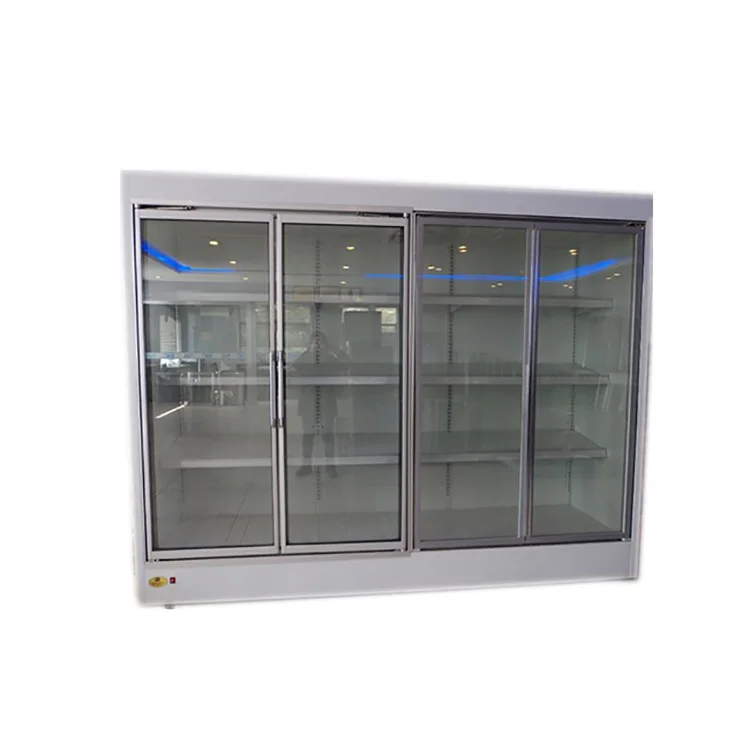 
Commerical Use Stainless Steel Freezer Showcase Glass Sliding Doors Fridge 