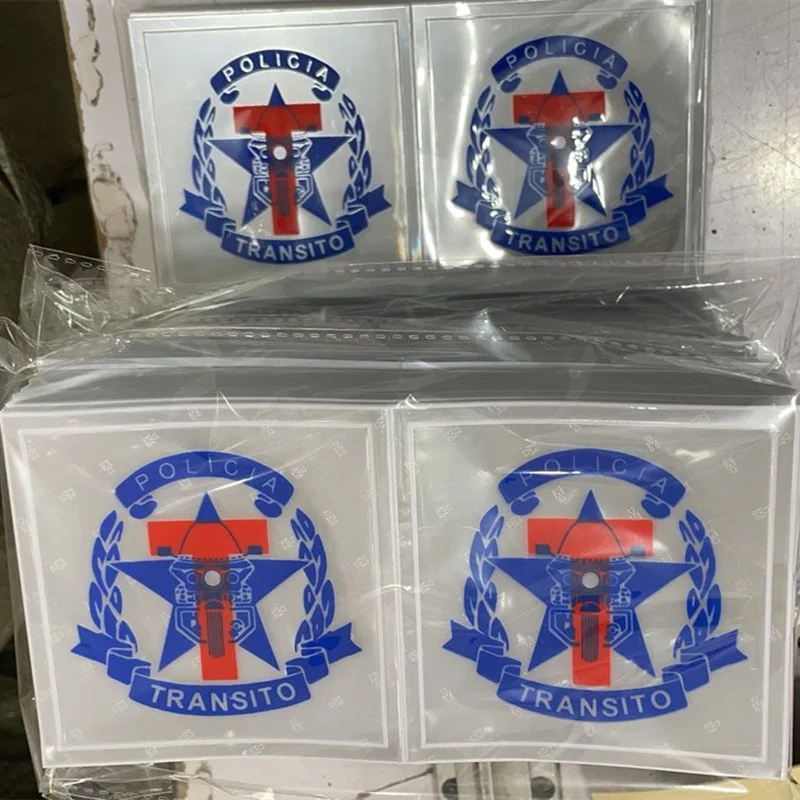 Customization PVC reflective badges high-frequency voltage reflective trademarks brightness reflex leather labels for clothing