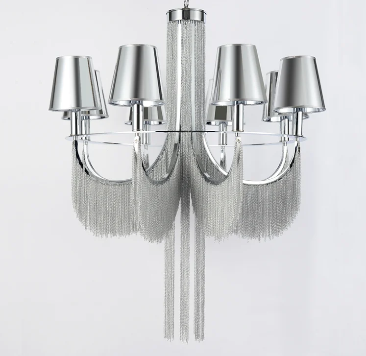 Silver Hanging Chandelier Dining Living Room Decorative Ceiling Pendant Lights Circle Rings Luxury Modern Led Chandeliers