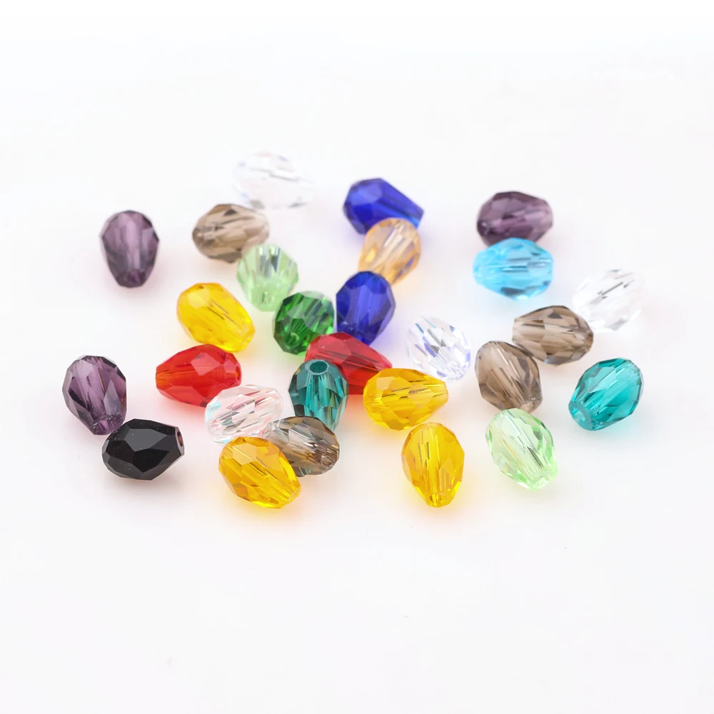 Water Drop Glass Beads For Jewelry Making Tear Crystal Beads For Women Pendant Necklace DIY Decoration Accessories 5strips/batch