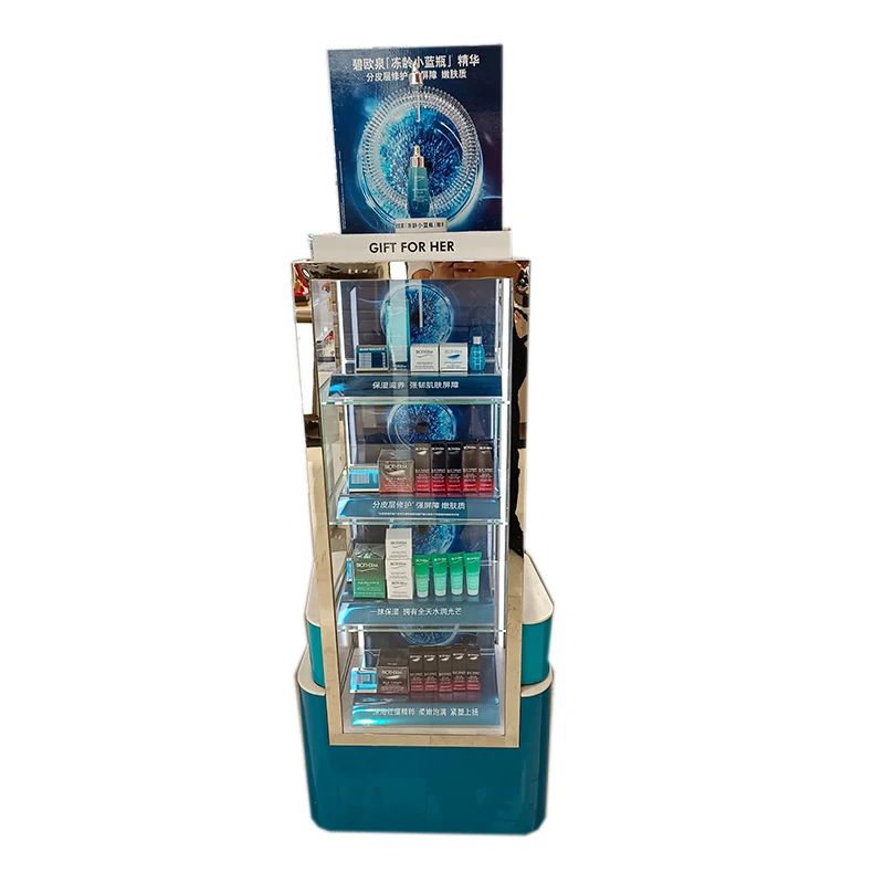 Custom Floor Standing Clear Acrylic Store Cosmetics Shelf Display Racks Used Cosmetic Display