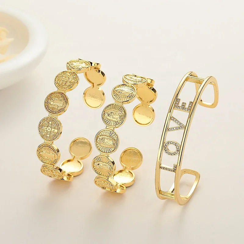 Beautiful Bracelet 18K Gold Plated Copper Alloy Simple Fashion Wholesale Women Bangle Jewelry Bijouterie Joyeria