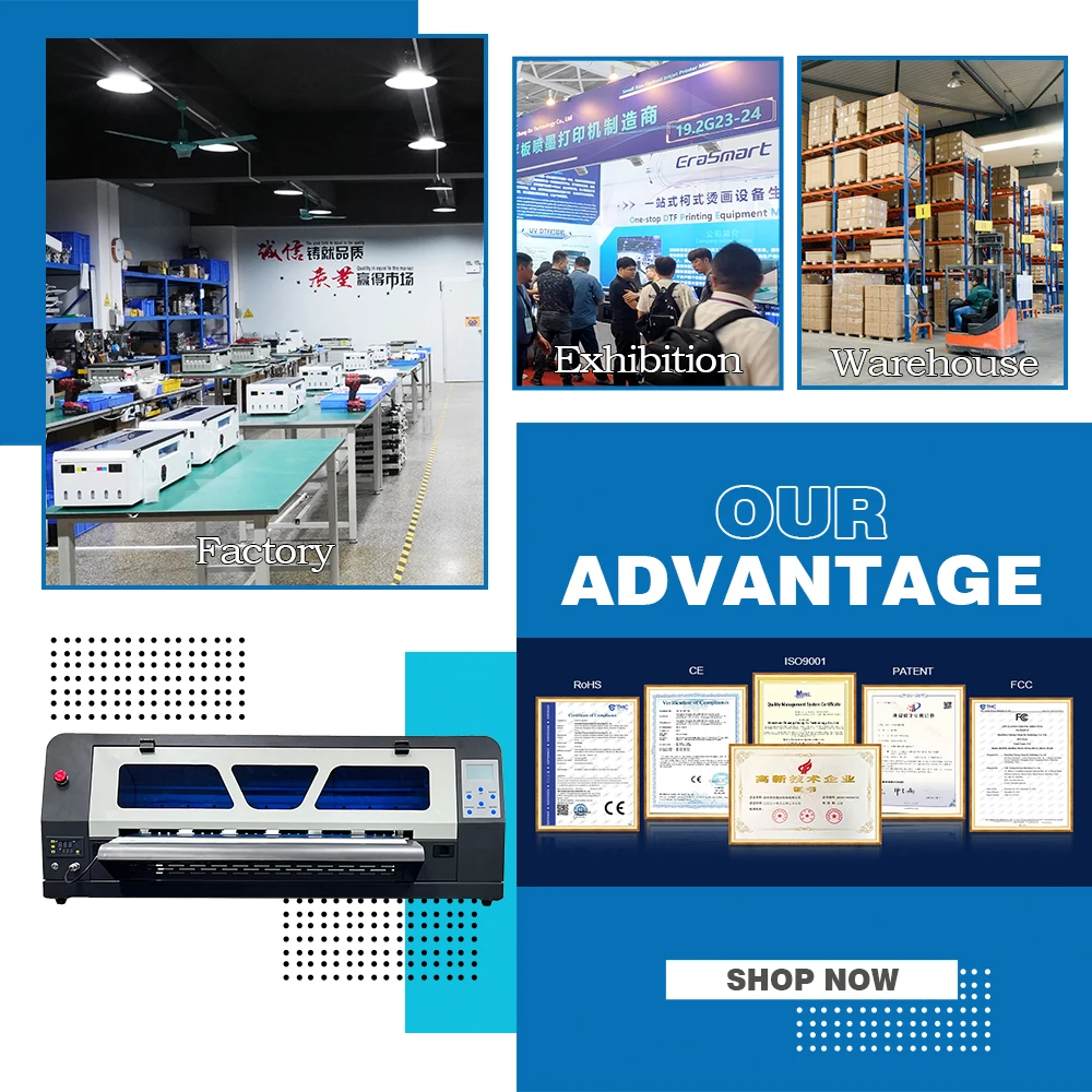 Erasmart 24 inch A1 XP600 DTF inkjet Printer set Heat Transfer t-shirt Printing Machine Direct to Film Powder Shaker Machine