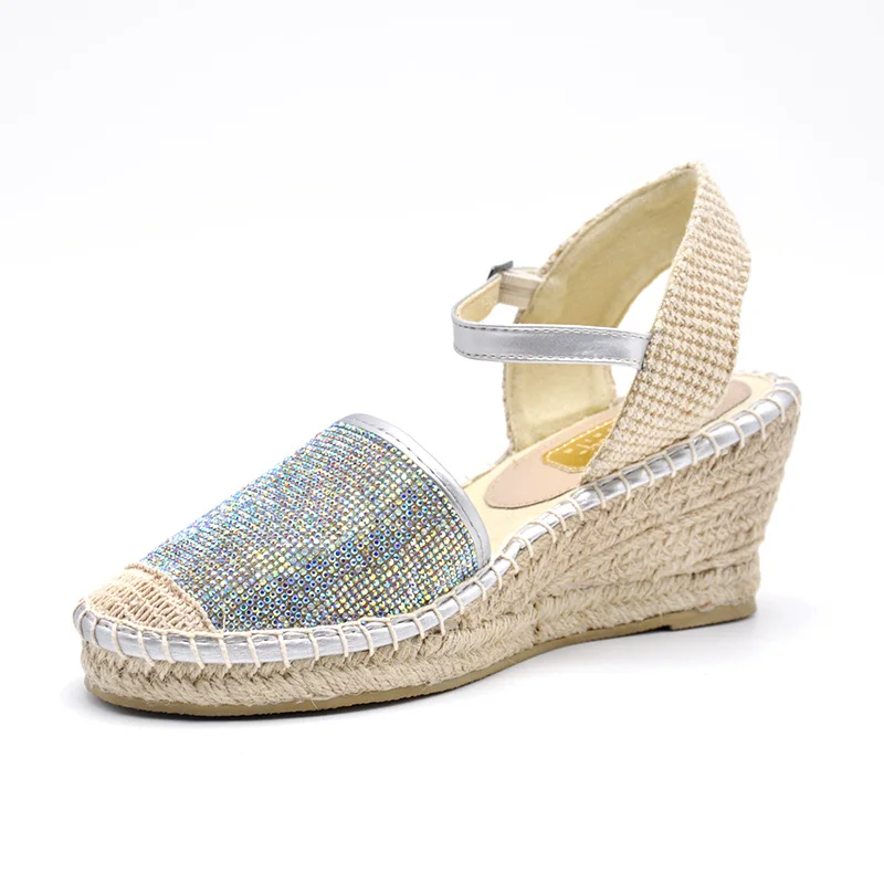 
fashionable strass wedges summer sandals for women, l high heel lady shoes 10cm 