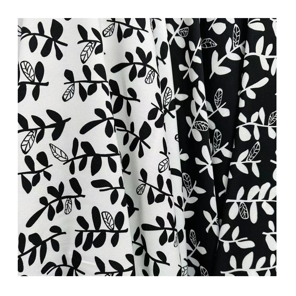Customized super soft polyester spandex fabric 50D 75gsm 4 way stretch polyester print fabric for dress