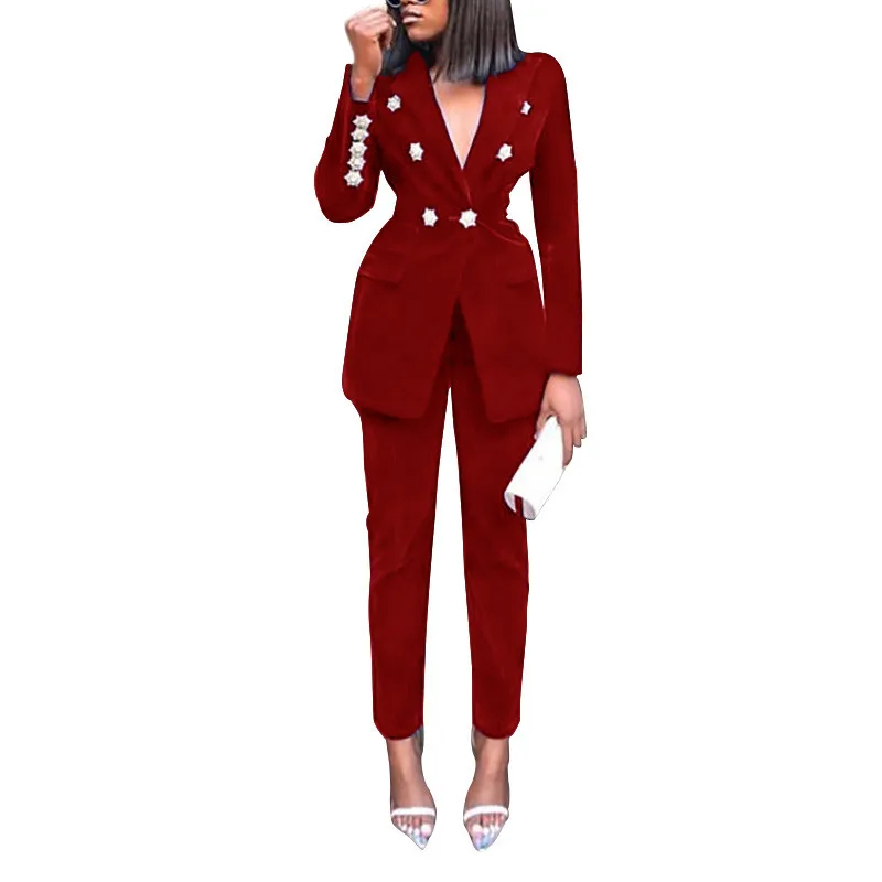Hot Selling 2 Pieces Business Suit Sets Office Lady Work Wear Women Formal Suits Blazer Jacket Vest Pants Set
