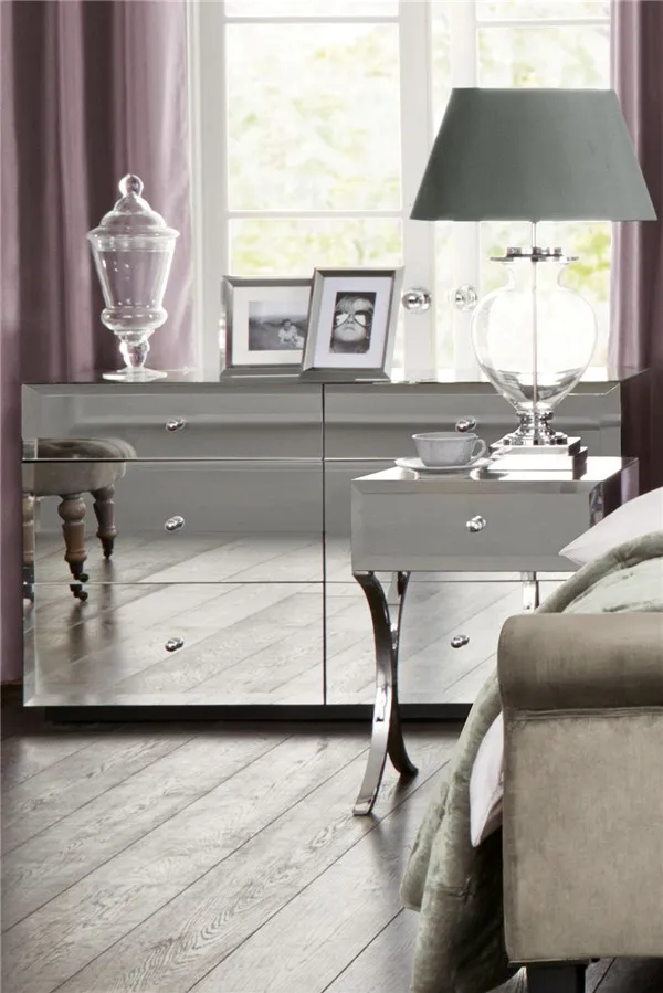 modern 2015 wooden mirrored chest of drawers